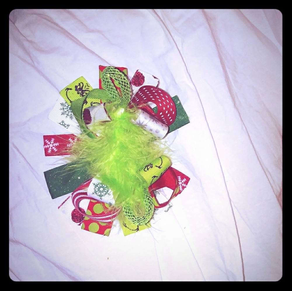 Grinch Christmas hair bow